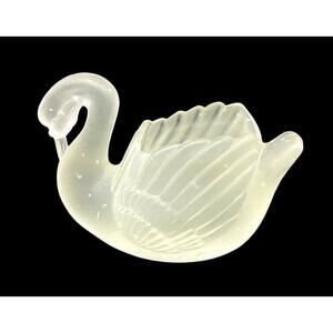 Vintage Frosted Glass Swan Votive Candle Holder Trinket Dish Toothpick Holder M1